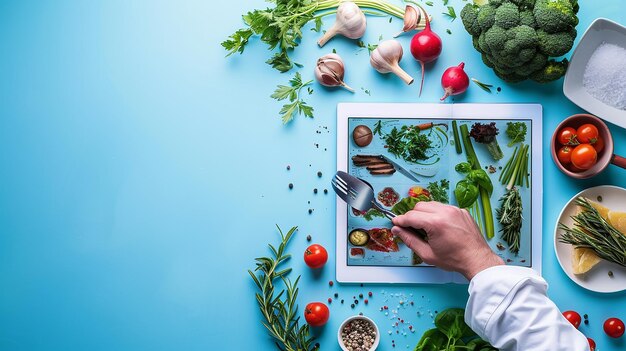 Chefs Hand Selecting Recipes on a Digital Tablet