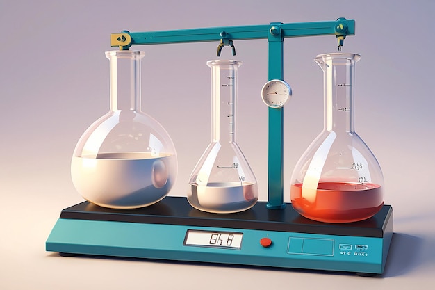 Photo chemical balance scales measure mass of reagent