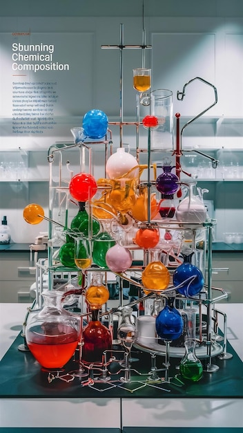 Chemicals composition in lab with copy space