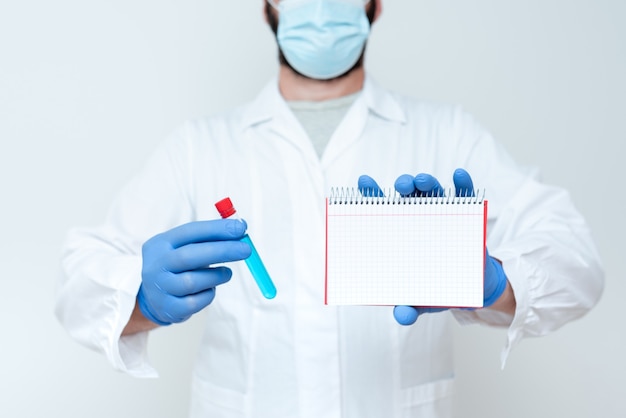 Chemist Displaying Medicine Formula, Presenting Laboratory Research, Doctor Offering Drug, Discussing Cure Effect, Giving Lectures Lessons, Explaining Scientific Problems