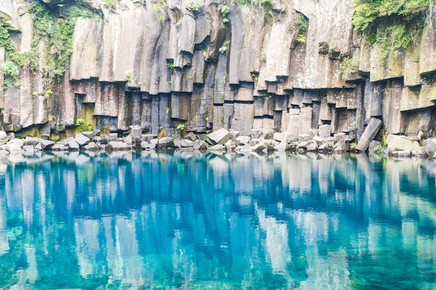 cheonjeyeon waterfalls in Jeju Isaland