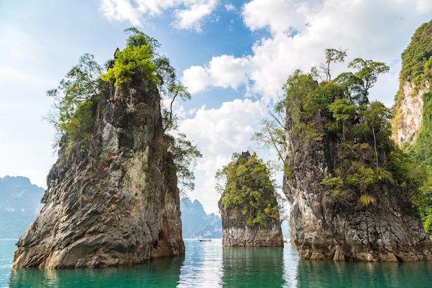 Cheow Lan lake in Khao Sok National Park in Thailand