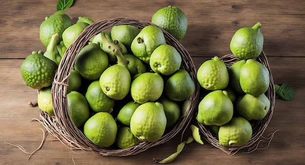 Cherimoya in a beautiful basket ai generation