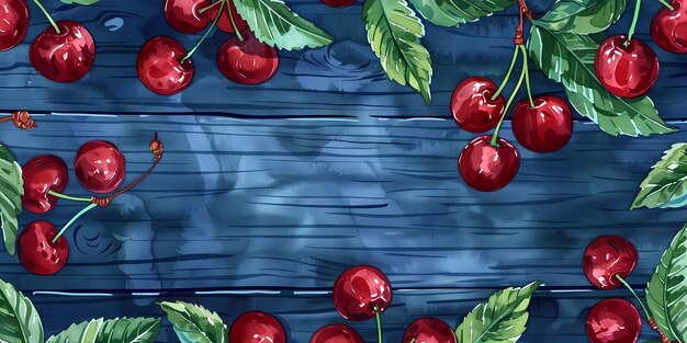 cherries on a blue background