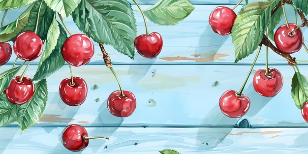 cherries on a blue background