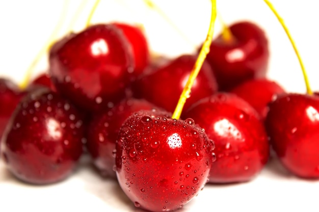 Cherries isolate on a white background.Selective focus. Nature