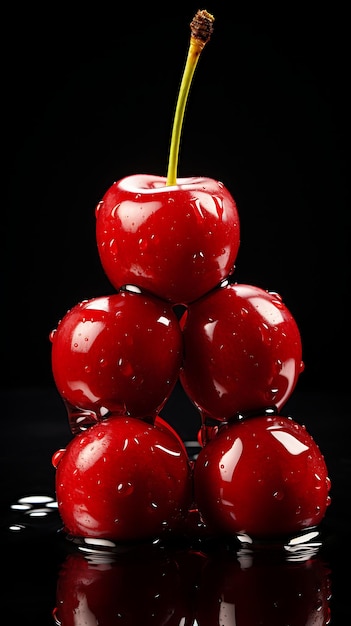 Cherries isolated on a gray background