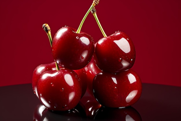 Cherries isolated on a gray background