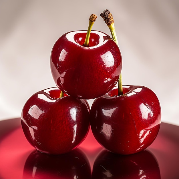 Cherries isolated on a gray background