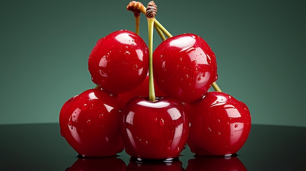 Cherries isolated on a gray background