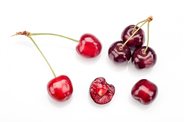 Cherries isolated on white