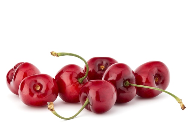 Cherry berries pile isolated on white background cutout