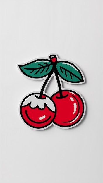 Cherry berry and leaf cartoon style