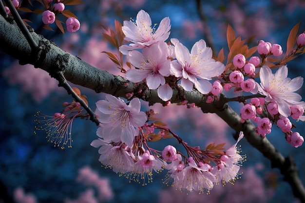 Cherry blooms in the fall Japans springtime Hanami