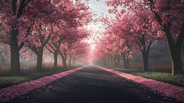 Photo cherry blossom avenue