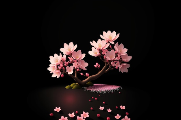 Cherry blossom on a black background