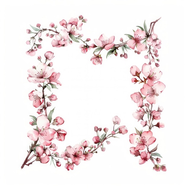 Photo cherry blossom border flower plant white background