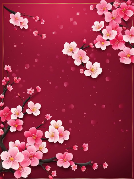 Cherry Blossom Chinese Lunar New Year Template Design