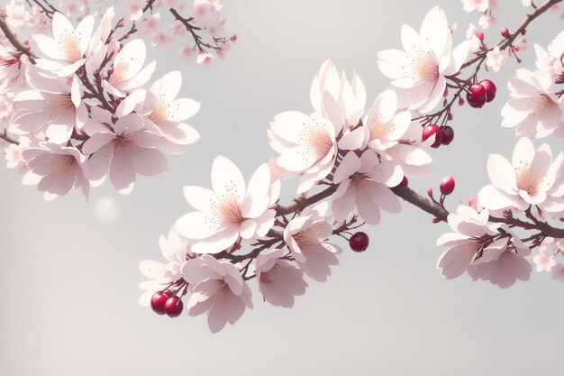 Cherry blossom flowers on branch prunus or sakura in spring