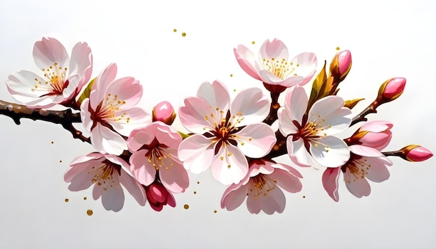 Cherry Blossom Flowers Illustration Digital Painting Floral Background Beautiful Blossoms Design