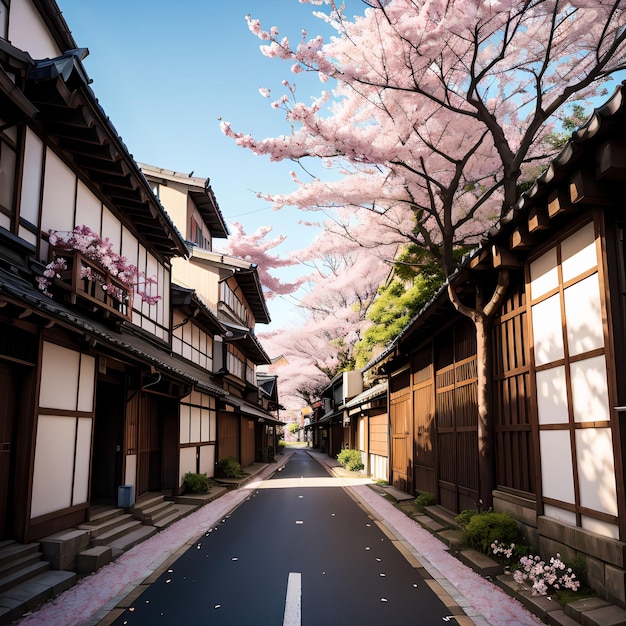 cherry blossom in japan street