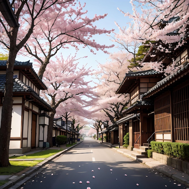 cherry blossom in japan street