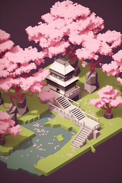 cherry blossom minimalist diorama