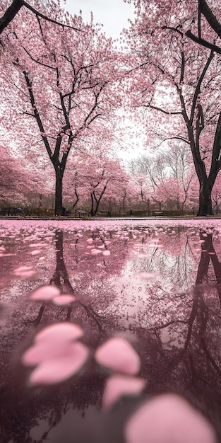 Photo cherry blossom park in full bloom