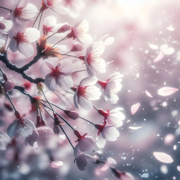 Photo cherry blossom petals in gentle breeze elegant spring photography