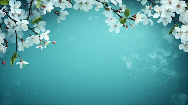 Cherry blossom spring background with copy space vector illustration