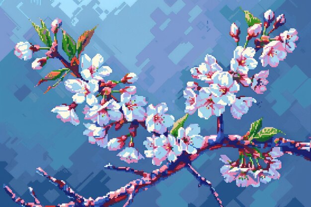 Cherry blossom spring delicate pixel pattern