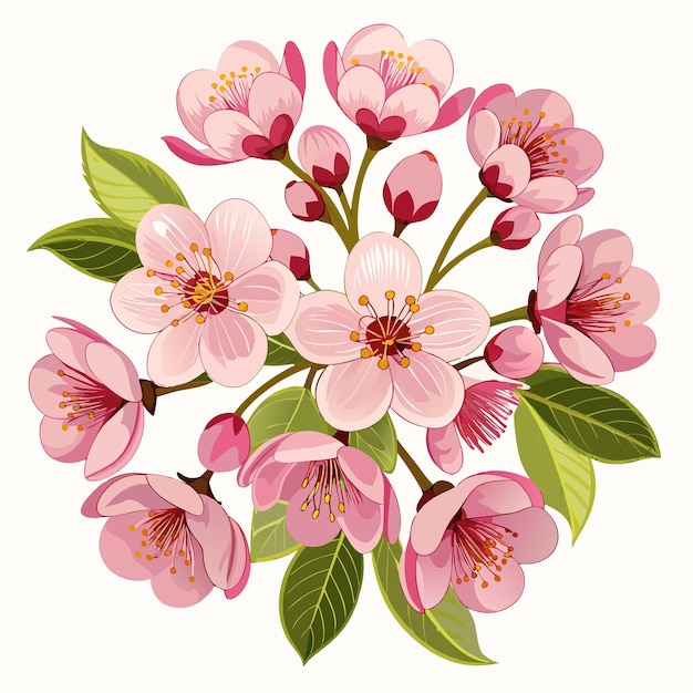 Photo cherry blossom spring flowers floral design blossom branch pink flowers botanical illustration