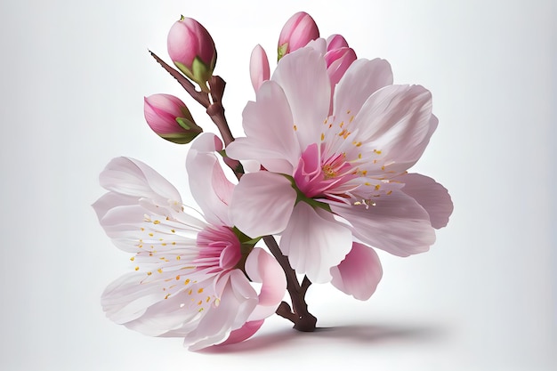 Cherry blossom in the white background beautiful flower Generative Ai