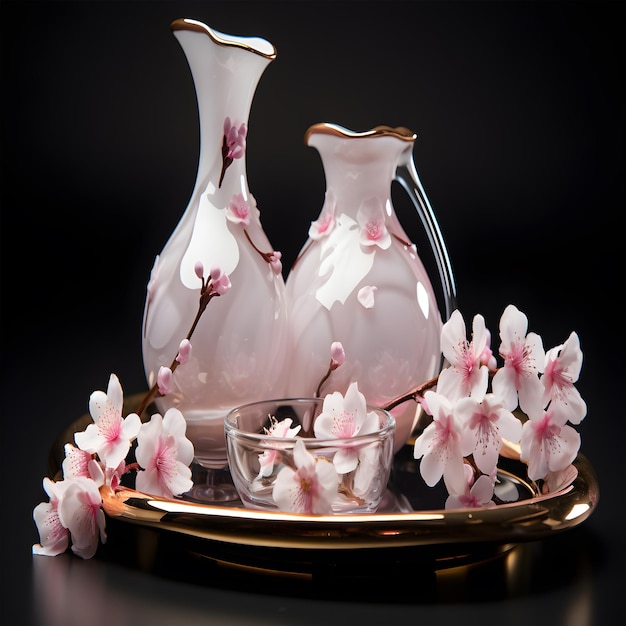 Cherry Blossom Wine Decanter Hand Painted