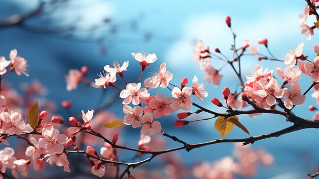 Cherry Blossoms Adorn Branches Against a Soft Spring Sky