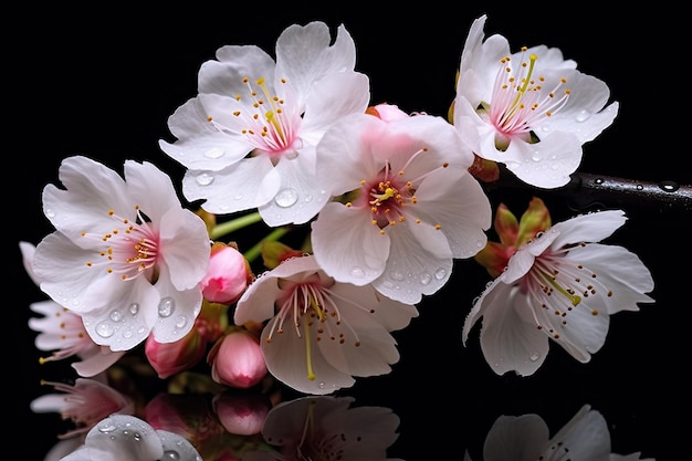 Cherry blossoms on a black background