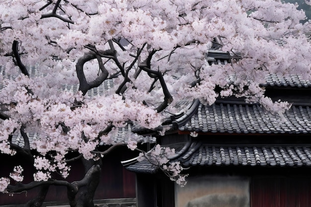 Cherry blossoms in full bloom in the ancient city of Kyoto