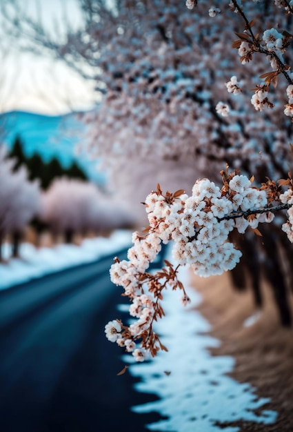 Cherry Blossoms in Hokkaido in the wintertime