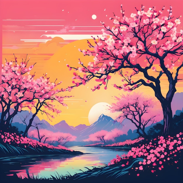 Cherry blossoms illustration