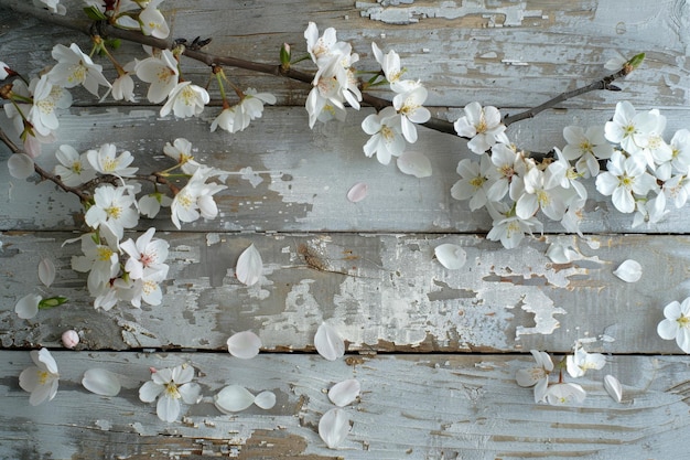 Cherry Blossoms on Weathered Wood