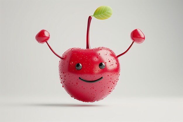 Photo cherry character with arms and legs isolated on white background