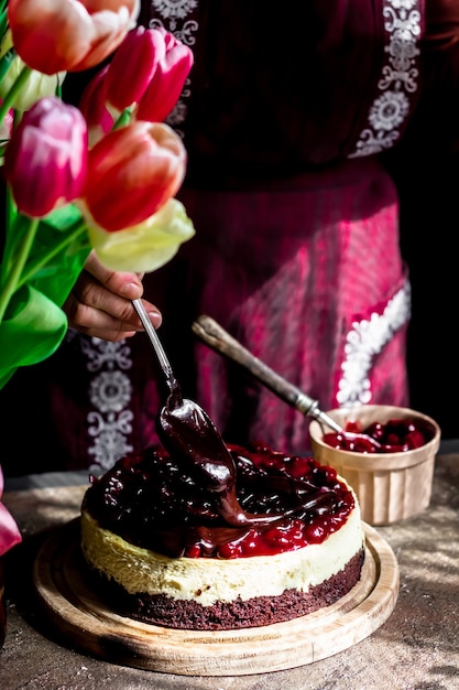 Cherry cheesecake homemde backery