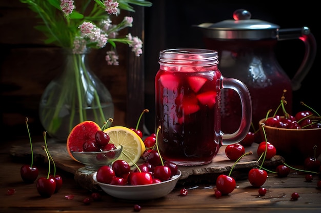 Cherry and cranberry delight homemade fruit juice