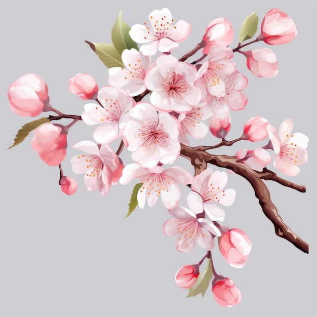 Cherry flower isolated Illustration AI GenerativexA