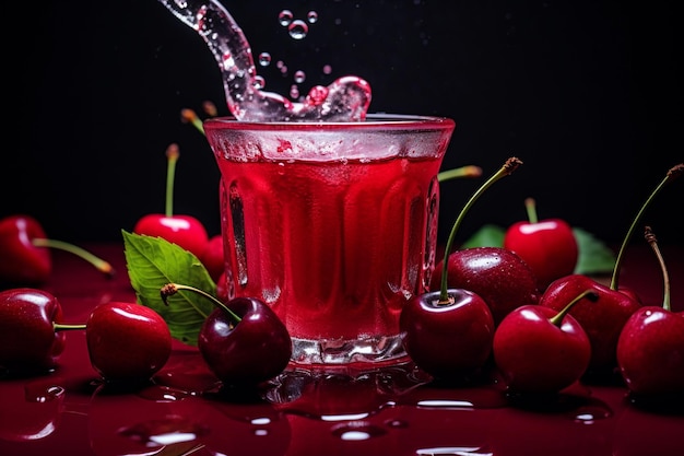 Cherry juice poured into a clear glass vibrant and enticing