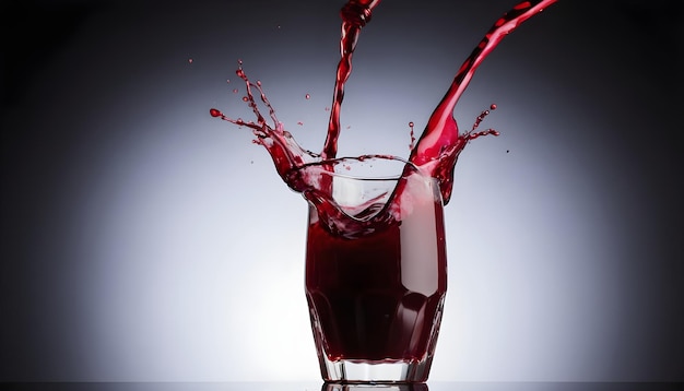 Cherry juice pours into a glass