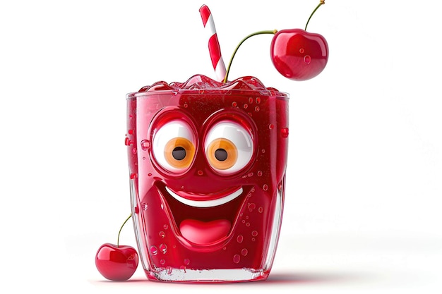 Photo cherry juice shaped funny character