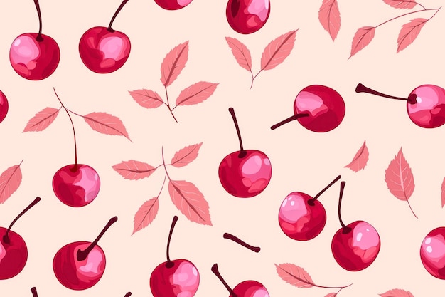 Photo cherry seamless pattern design for background wallpaper carpet textile design fabric