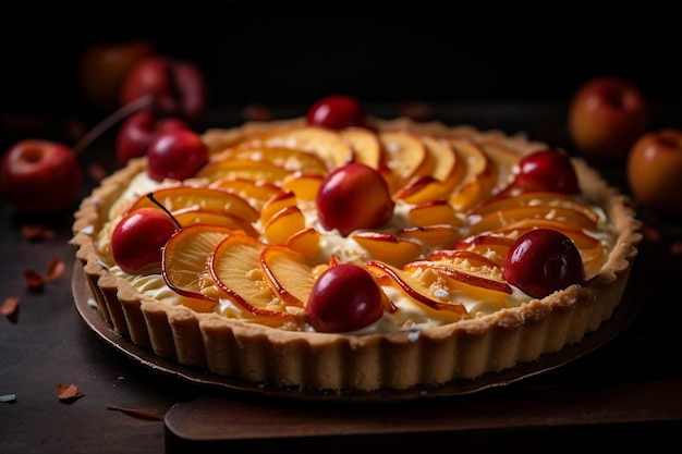 Cherry Tart with Arranged Tart Apples