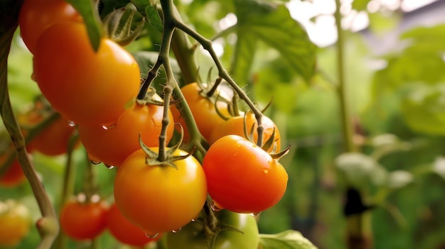 cherry tomatoes in a greenhouse